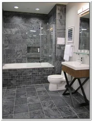 Porcelain tiles in the bathroom interior photo