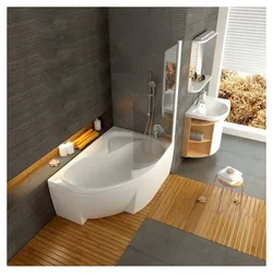 Corner bathroom with shower photo