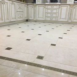 Interior design of floor tiles in the kitchen