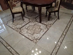 Interior design of floor tiles in the kitchen