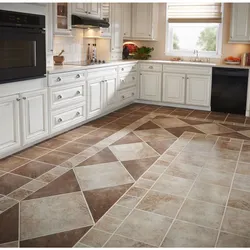 Interior design of floor tiles in the kitchen