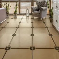 Interior design of floor tiles in the kitchen