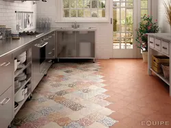 Interior design of floor tiles in the kitchen