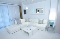 Дизайн современной гостиной в белых тонах