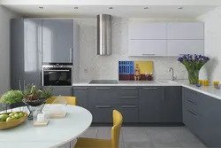 Gray kitchen in the interior color combination with walls photo
