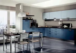 Gray kitchen in the interior color combination with walls photo