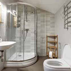 Design Of A Small Bath With Shower And Toilet Photo