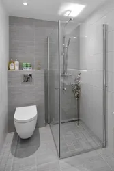 Duş və tualet fotoşəkili olan kiçik bir hamamın dizaynı