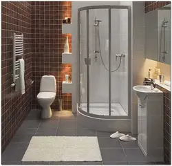 Дызайн маленькай ванны з душавой кабінай і туалетам фота