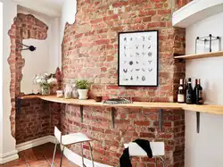Kitchen Interior With Bricks On The Wall