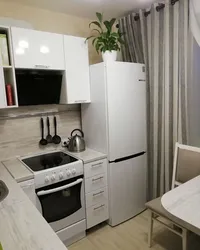 Kitchen 7 Square Meters Design With A Refrigerator In A Panel House