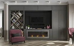 Interior cabinets in the living room photo design