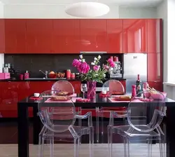 Color combination in the kitchen interior red color