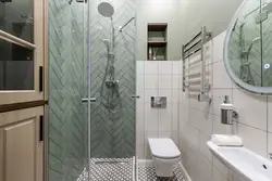 Interior design of a bathroom with shower and toilet photo