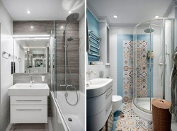 Дизайн интерьера ванной комнаты с душевой кабиной и туалетом фото