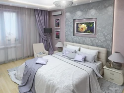 What gray furniture in the bedroom interior