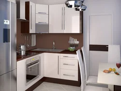 Kitchen layout 6 meters with refrigerator photo