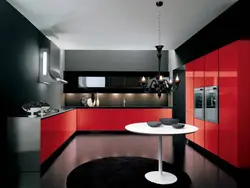 Kitchen black and red photo walls