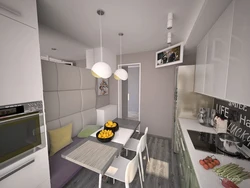 Kitchen design 6 m2 with refrigerator and gas in Khrushchev