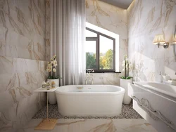 Дизайн ванной в мраморных тонах