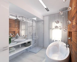 Дизайн ванны и туалета совмещенный с окном