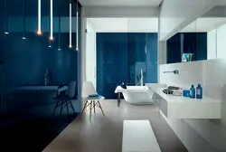 Blue and white bathroom design