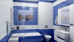 Blue and white bathroom design