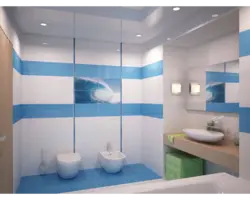 Blue and white bathroom design