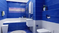 Mavi və ağ vanna otağı dizaynı