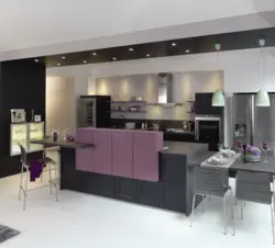 Graphite color combination in the kitchen interior