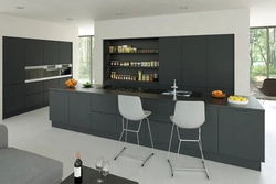 Graphite color combination in the kitchen interior