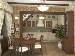 Kitchen Living Room Country House Photo