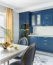 Kitchen design blue walls