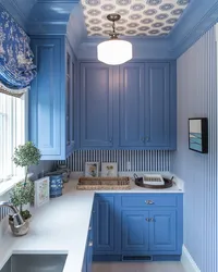 Kitchen design blue walls