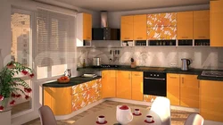 Color combination with orange in the kitchen interior photo