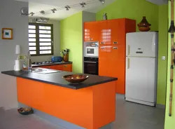 Color Combination With Orange In The Kitchen Interior Photo