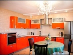 Color Combination With Orange In The Kitchen Interior Photo