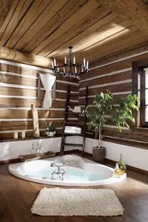 Bathtub in a wooden house design