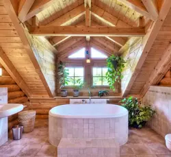 Bathtub In A Wooden House Design