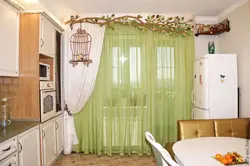 Curtains for the kitchen with a balcony door and window modern design
