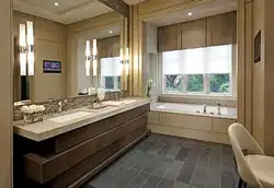 Дызайн ванны ў сучасным стылі з акном