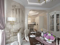 Arches in the interior of the living room with kitchen photo