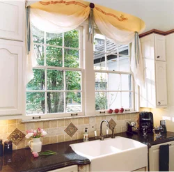 Window design in the kitchen in the apartment decoration