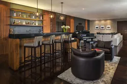 Interior design of a living room with a bar counter photo