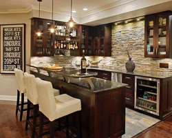 Interior design of a living room with a bar counter photo