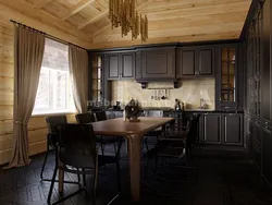 Kitchen in a house made of timber photo projects