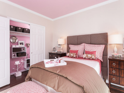 Bedroom interior in pink tone