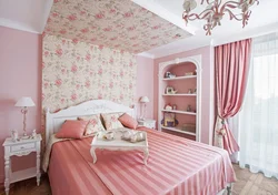 Bedroom interior in pink tone