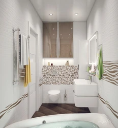 Шағын ваннаға арналған ванна бөлмесінің жеңіл дизайнының фотосуреті