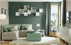 Combination of green in the living room interior photo